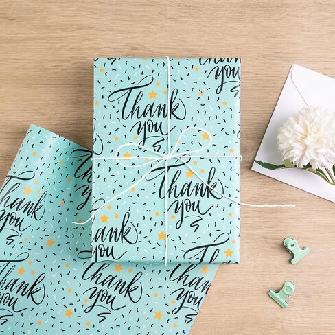 RUSPEPA Scented Wrapping Paper -Mini Roll - Star and Thank You Design with Fragrance for Gratitude, Party, Holiday and More - 17 inches x 16.4 feet - Star in Saudi Arabia