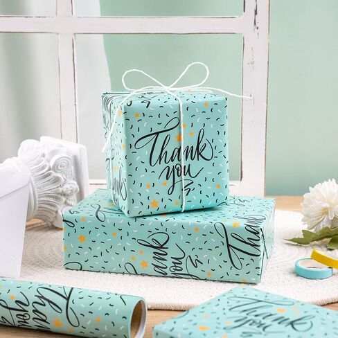 RUSPEPA Scented Wrapping Paper -Mini Roll - Star and Thank You Design with Fragrance for Gratitude, Party, Holiday and More - 17 inches x 16.4 feet - Star in Saudi Arabia