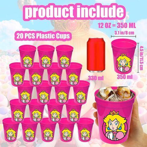 20 قطعة من أكواب حفلات ماريو، أكواب بلاستيكية سوبر بروس، 12 أونصة، أكواب بلاستيكية قابلة لإعادة الاستخدام، مستلزمات حفلات ماريو، أكواب شرب ماريو لعشاق ماريو، ديكورات حفلات ماريو in Kuwait