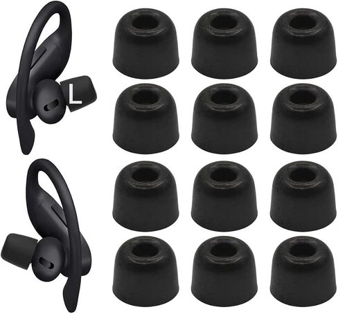 Replacement Memory Foam Ear Tips Noise Canceling Foam Eartips Ear Plug Ear Tip Gels Compatible with Powerbeats Pro, [Fit in Case],L/M/S 3 Size 6 Pairs,Black (Foampbeatspro) in Saudi Arabia