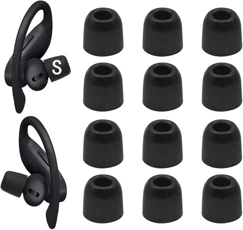 Replacement Memory Foam Ear Tips Noise Canceling Foam Eartips Ear Plug Ear Tip Gels Compatible with Powerbeats Pro, [Fit in Case],L/M/S 3 Size 6 Pairs,Black (Foampbeatspro) in Saudi Arabia