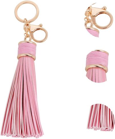 Women Leather Tassels Keychain Car Circle Key Rings Gift Bag Hanging Buckle in Kuwait