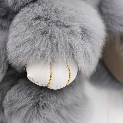 Surell - سلسلة مفاتيح أرنب ريكس الأصلية من فرو الأرنب بوم أرنب - حقيبة منفوشة لطيفة ومحفظة مفاتيح سحرية - إكسسوار لكتاب الجيب in Kuwait