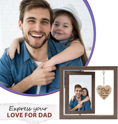 Father's Day Gifts for Dad, Dad Picture Frames With Warm Heart Pendant, Gifts for Dad Father-In-Law StepDad, Dad Birthday Gifts, Love Dad Picture Frames 4x6 (Walnut) in Saudi Arabia