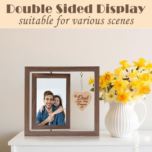 Father's Day Gifts for Dad, Dad Picture Frames With Warm Heart Pendant, Gifts for Dad Father-In-Law StepDad, Dad Birthday Gifts, Love Dad Picture Frames 4x6 (Walnut) in Saudi Arabia