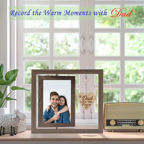 Father's Day Gifts for Dad, Dad Picture Frames With Warm Heart Pendant, Gifts for Dad Father-In-Law StepDad, Dad Birthday Gifts, Love Dad Picture Frames 4x6 (Walnut) in Saudi Arabia