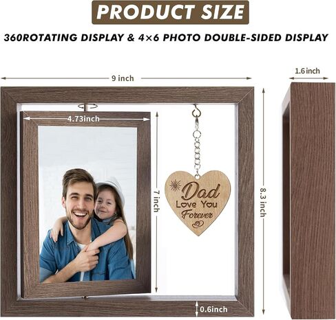 Father's Day Gifts for Dad, Dad Picture Frames With Warm Heart Pendant, Gifts for Dad Father-In-Law StepDad, Dad Birthday Gifts, Love Dad Picture Frames 4x6 (Walnut) in Saudi Arabia