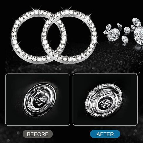 Diamond Bling Steering Wheel Cover for Women Foldable Universal Fit 15 Inch, Bling Auto Center Console Protective Cover, Crystal Shift Gear Cover, Car Coasters (White) in Saudi Arabia