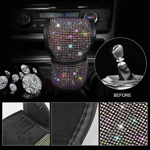 Diamond Bling Steering Wheel Cover for Women Foldable Universal Fit 15 Inch, Bling Auto Center Console Protective Cover, Crystal Shift Gear Cover, Car Coasters (White) in Saudi Arabia