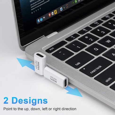 BORLTER CLAMP USB to USB Adapter, USB-C Adapters - Side Bend 90 Degree with 40Gbps Transfer Speed (140W CC Bend) Compatible with MacBook, iPad, Samsung, iPhone 15 and More Type C Devices - Set of 2 in Kuwait