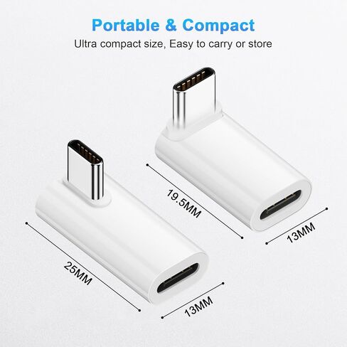 BORLTER CLAMP USB to USB Adapter, USB-C Adapters - Side Bend 90 Degree with 40Gbps Transfer Speed (140W CC Bend) Compatible with MacBook, iPad, Samsung, iPhone 15 and More Type C Devices - Set of 2 in Kuwait