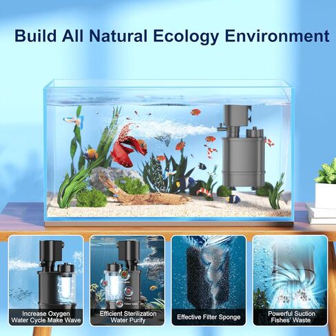 حوض السمك U-V 5W 10-50 جالون فلتر خزان الأسماك 4 في 1 مضخة نافورة الأكسجين القابلة للتعديل للغوص 3 طبقات فلتر U-V خزان الأسماك مضخة غاطسة خزان الأسماك السلحفاة كريستال شفاف in Kuwait