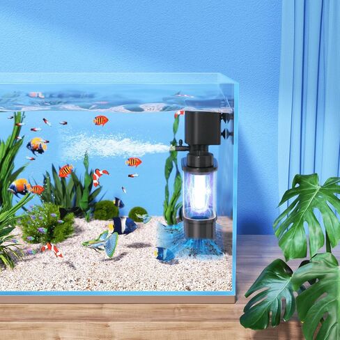 حوض السمك U-V 5W 10-50 جالون فلتر خزان الأسماك 4 في 1 مضخة نافورة الأكسجين القابلة للتعديل للغوص 3 طبقات فلتر U-V خزان الأسماك مضخة غاطسة خزان الأسماك السلحفاة كريستال شفاف in Kuwait