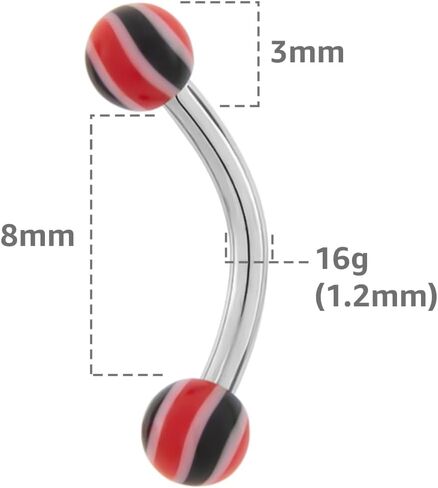 16g Curved Barbell Earrings Set - Hypoallergenic Curved Barbell Jewelry (choose Color) in Saudi Arabia