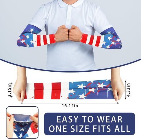 4th of July Arm Sleeves for Men Women Patriotic Arm Sleeves for Independence Day Decor Arm Protectors for Thin Skin in Saudi Arabia