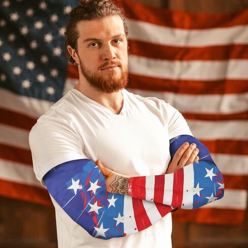 4th of July Arm Sleeves for Men Women Patriotic Arm Sleeves for Independence Day Decor Arm Protectors for Thin Skin in Saudi Arabia