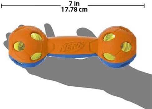 نيرف دوج 7 بوصة LED باش باربل - أزرق/برتقالي، لعبة للكلاب in Kuwait