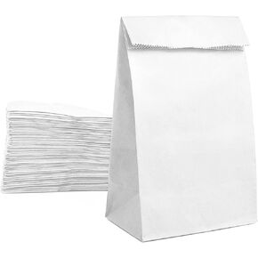 Paper Lunch Bags Kraft White Lunch Bags Brown Paper Bags for Small Business (500 COUNT)