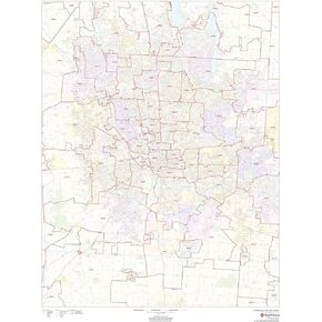 Columbus, Ohio Zip Codes - 36" x 48" Laminated Wall Map