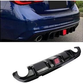 Rear Bumper Lip Diffuser Spoiler,Gloss Black Bumper Diffuser Splitter Fit 2014-2017 Infiniti Q50 with Brake Light