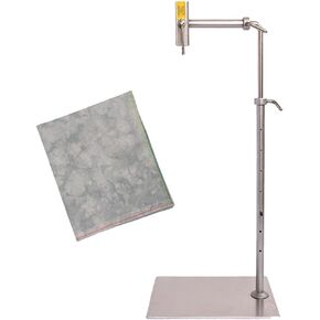 Embroidery Hoop Stand Cross Stitch Bundle - Lowery Silver Gray Cross Stitch Floor Hands Free Workstand with Gray Hand Dyed Aida 18 Count Cross Stitch Fabric by VolcanoStitching
