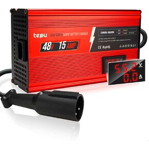 Upgraded 48Volt15Amp Golf Cart Charger, Voltage and Current Display, Suitable for Club Car DS&Precedent, Constant Current Charging, 16 Feet, 4-6H Full Charge, Suitable for Lead-Acid Batteries, 6 LB