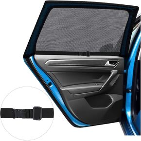 ZATOOTO Car Window Shades 4 Pack, Single Layer Car Window Screen for Camping More Breathable Bugs Sun UV Protection Car Sun Shade for Baby, Family, Pets Stretchy Fits Most Cars
