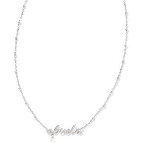 Kendra Scott Abuela Script Short Pendant Necklace in White Pearl, Fashion Jewelry for Women