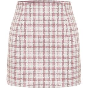 Women's Casual High Waist Tight Zipper Plaid Cute Mini Short Skirt