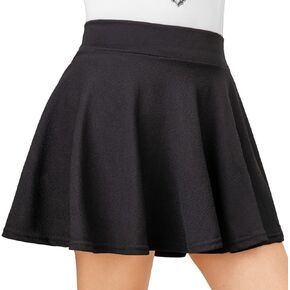 DRESHOW Women Pleated Casual Mini Skater Skirt Basic Versatile Stretchy Flared School Cheerleader for Girls A-Line Skirt
