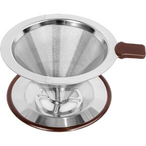 Pour Over Coffee Dripper，Reusable Stainless Steel Drip Cone Coffee Filter, Update Double Ultra Fine Micro Mesh Filter, Professional Paperless Drip Brew Coffee Cone Maker with Cup Stand,1-2 cup