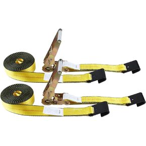 Flat Hook Ratchet Straps Heavy Duty 10,000 lbs. Break Strength, 2 in. X 27 FT Flat-Hook Cargo Strap 4Pack Premium Ratchet Tie Down for Flatbed, Truck, Trailers Pickup (Yellow)