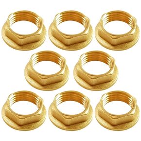 8PCS 3/4 Inch Lock Nut with Flange, Hex Brass Female Locknut Washer Fasteners Spacer for Plumbing