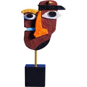 Abstract Art Decor Weird Resin Sculpture Modern Quirky Statues Indoor Colorful Unique Decorations for Home African Art Tribal Funky Face Decor Gift