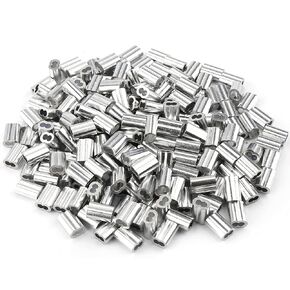 1/6"(4mm) Aluminum Crimping Loop Sleeves, Wire Rope Sleeves, Double Crimp Sleeve Cable Ferrule for Wire Rope and Cable 30PCS (1/6"(4MM))