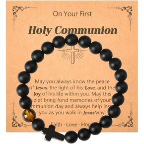 YangQian Religious Christian Gifts for Men Teen Boys Catholic Rosary Beaded Cross Bracelet for Dad Son Birthday Christmas Gift Ideas