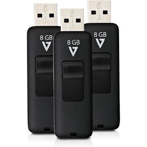 V78GB USB 2.0 Flash Drive 3 Pack Combo - with Retractable USB Connector, Black