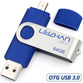 Leizhan Micro USB Flash Drive 128GB Thumb Drive Micro OTG Memory Stick Pendrive USB 2.0 Jump Drive Android Memory Stick U Disk، أزرق