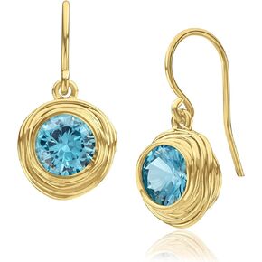 14K Gold Over Sterling Silver With 4.7 TCW Light Blue Aquamarine Cubic Zirconia Statement Earrings, Dainty Gold Earrings, Gifts For Women, Aesthetic Jewelry, Earrings for Women, Gold Jewelry For Women