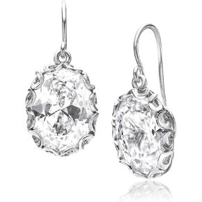 أقراط متدلية من الفضة الإسترليني عيار 925، زهور عتيقة/عتيقة/ملفوفة بالسلك مع مكعب مستدير من الزركونيا تشيكوسلوفاكيا، مؤكسدة، لا تسبب الحساسية، خالية من النيكل والرصاص، مصممة حرفية يدويًا، ظهر سلك فرنسي in Kuwait