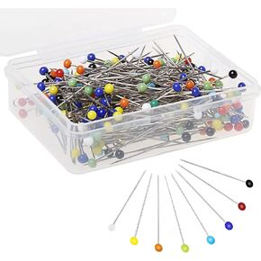 250Pcs Sewing Pins with Glass Heads, Head Pins, Straight Glass Ball Pins for Dressmaking, Decorating Crafts, 38mm Multicolor, Sewing, Stainless Steel Pins Dressmakers,Pins,Pins and Pincushions