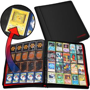 1280+ Cards 20 Pocket Card Binder Collector Card Album - Pages Compatible with Pokemon Cards, Sports Cards, Yugioh, MTG and Other TCG - Trading Card Sleeve with Side Loading Pockets (Black)