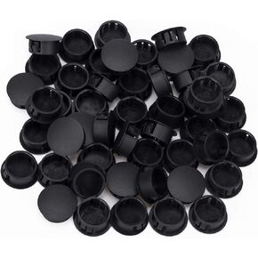 OIIKI 50Pcs 3/4'' Locking Hole Plugs, Black Nylon Plastic Hole Plugs, Flush Type Locking Hole Caps, Fastener Cover for Fitting 19mm Holes of Kitchen Cabinet Furniture