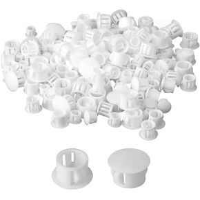 100 Pcs Plastic Plugs, 14mm White Plastic Hole Plugs, Locking Insert End Cap, Hole Covers for Screw Holes Furniture Machines Cabinets
