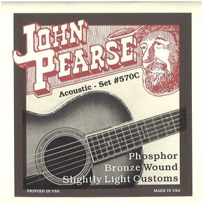 John Pearse Strings Strings 570C For Acoustic Guitar - Phosphor Bronze Wound - Slightly Light Gauge Customs 11-52