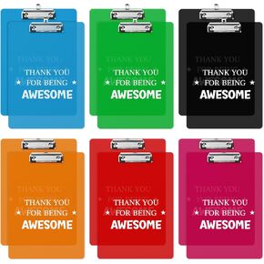 Inspirational Clipboards Bulk Thank You for Being Awesome Gifts Plastic Clip Boards Teacher Appreciation Gifts for Graduation Teachers Day, A4 Letter Size(12 Pcs)