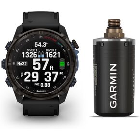 Garmin Descent Mk3i – 51 mm, Carbon Gray DLC Titanium Watch with Rubber Band and T2 Transceiver