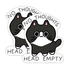 No Thoughts Head Empty Cat Sticker | Car Truck Bumper Sticker | Laptop bottle Stickers | Funny meme sticker | Cute Journal Meme Stickers (3pk) No thought Head Empty)