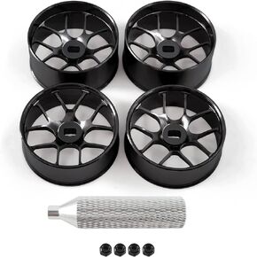 4Pcs Metal 1/24 1/28 RC Car Drift Wheels, [2N+2W] 22mm 1/28 RC Car Drift Hubs for Mini-Z BBS Mini-Q HGD1 Mini-D DRZ Wltoys K969 K989 Rc Car Upgrade Parts (2.5 Degree, Titanium)