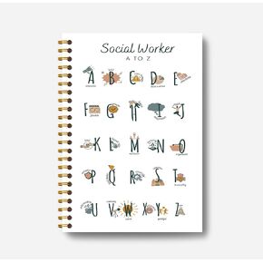 Social Work Notebook Journal - Alphabet Social Worker Spiral Journal Notebook 5.5×8.3, Social Work Gifts, Social Work Graduation Gifts, 164 Pages